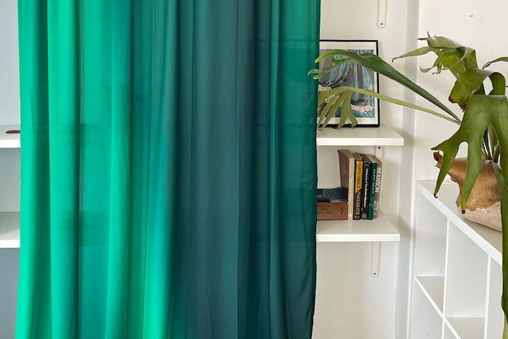 국산 못없이설치 오로라 그라데이션 쉬폰 가리개커튼 봉집 2colors
