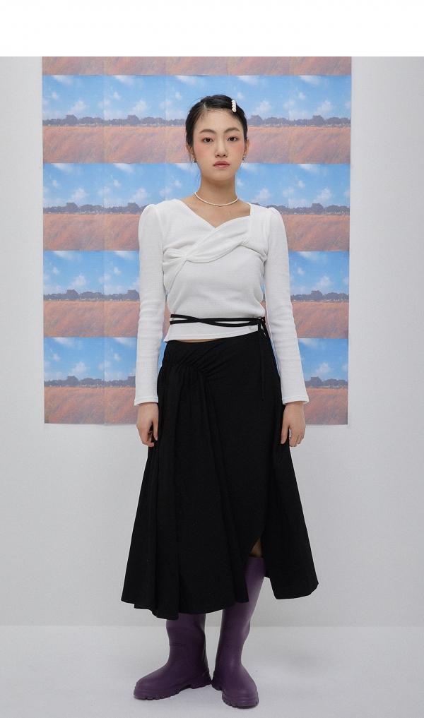 Claire shirring long skirt