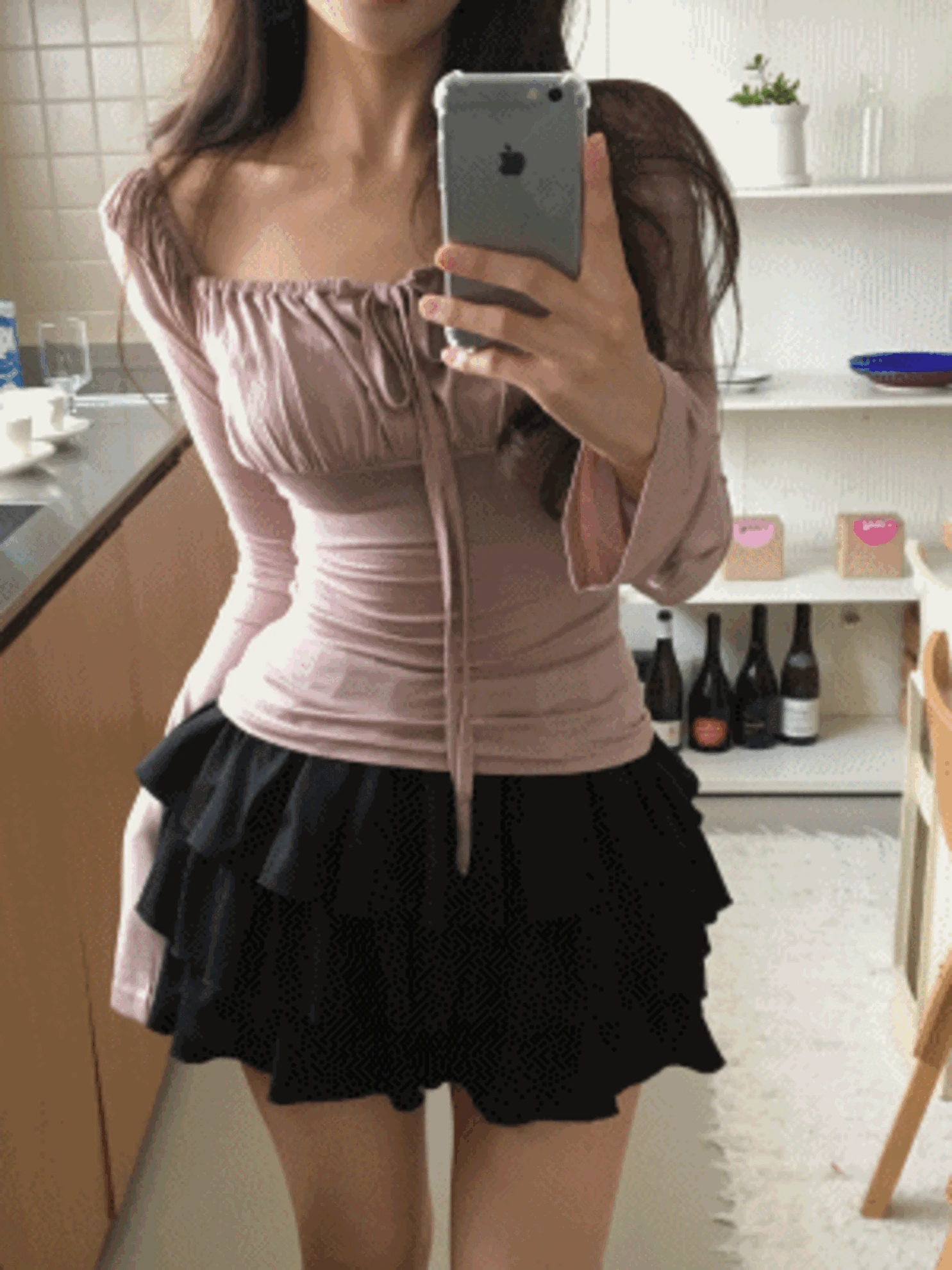 [증명사진룩🎀/핏보장] 엠마 리본 티셔츠 퍼프 커프스티 여리핏 블라우스 (3col)