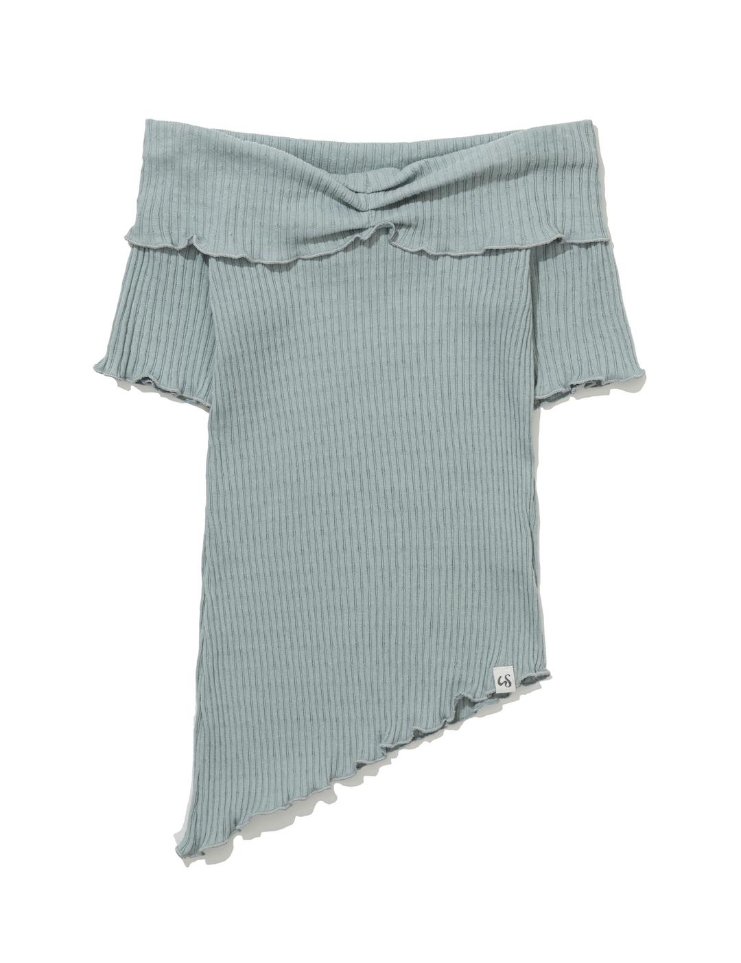 ASYMMETRIC RIB OFF-SHOULDER TEE(MINT)
