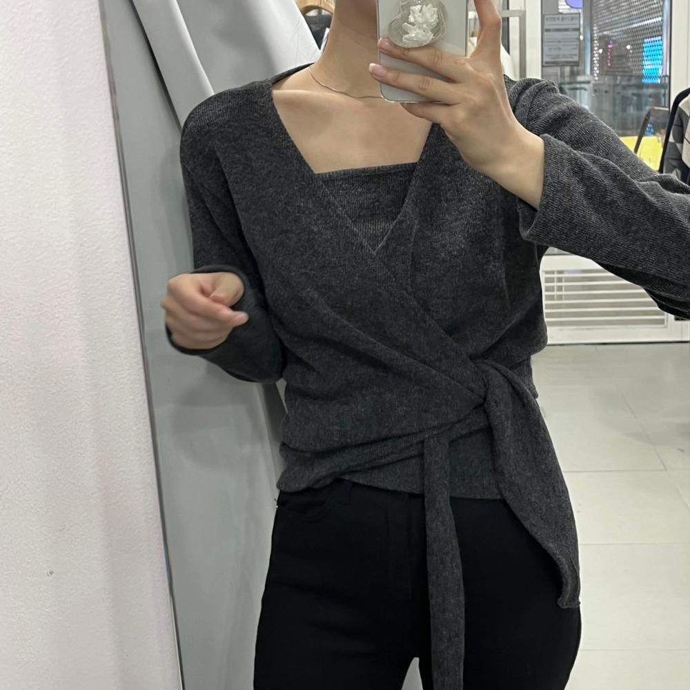 우드 랩 니트 (나시set)