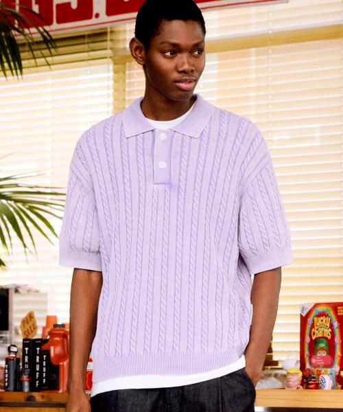 Washed Cable Sweater (LAVENDER)