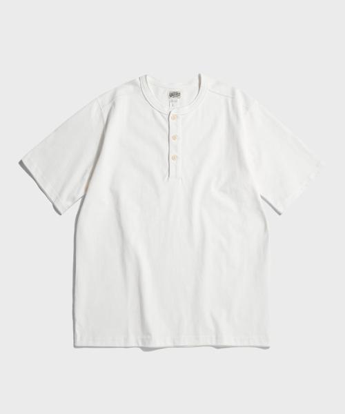 10.6 oz Cotton Short Sleeve Henley Tee White