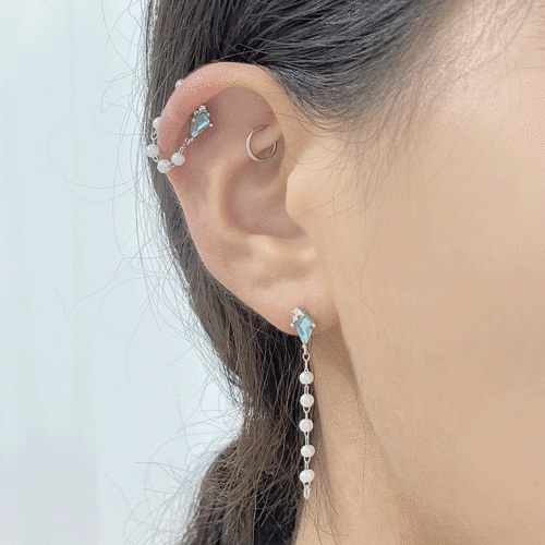 투웨이 큐빅진주 커프 피어싱 / 2 color