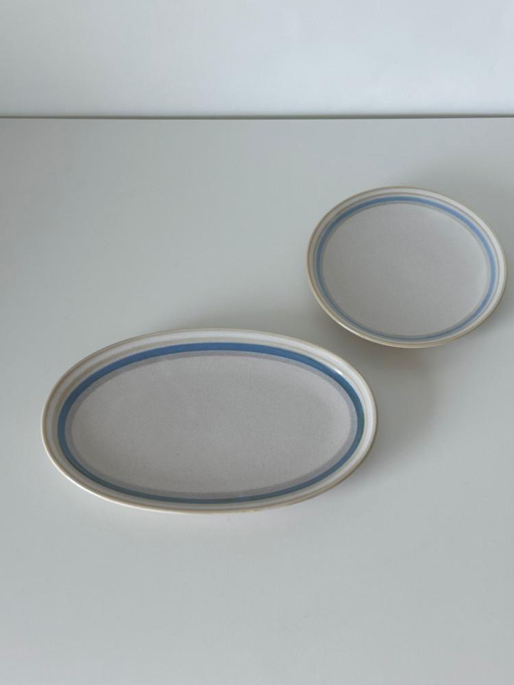 line vintage mood plate/ 오벌 원형 앞접시 플레이팅 디저트 접시