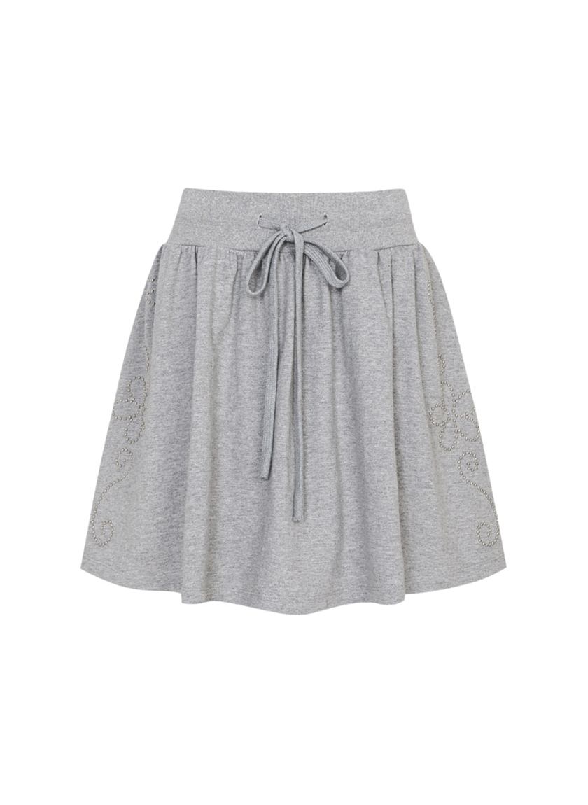 Western Stud Skirt (Light Gray)