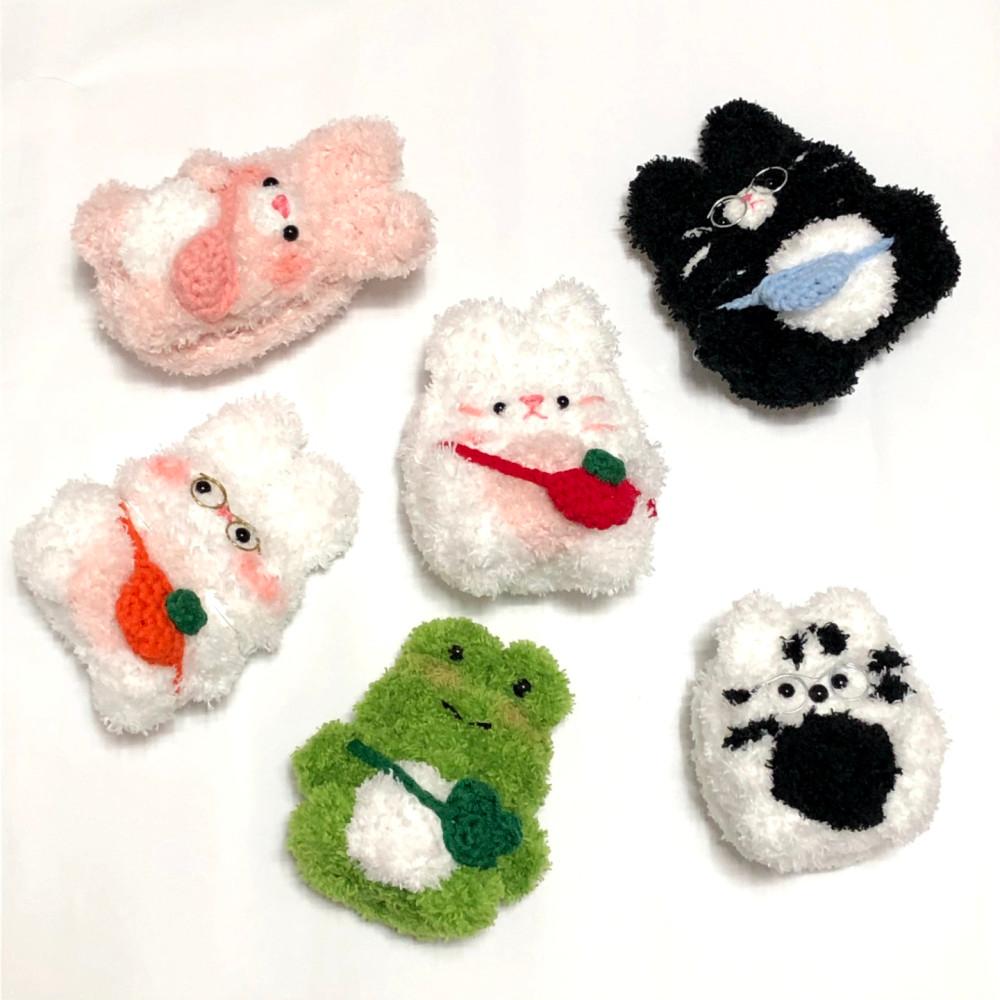 보라맹글 동물 뜨개 에어팟 버즈 케이스 미니 가방 포함