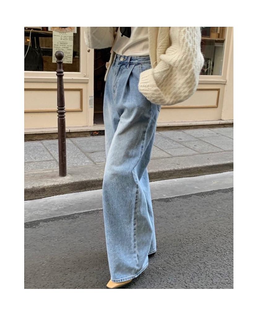 [당일/무배] Poster 포스터 핀턱 데님(연청) M사이즈 당일발송