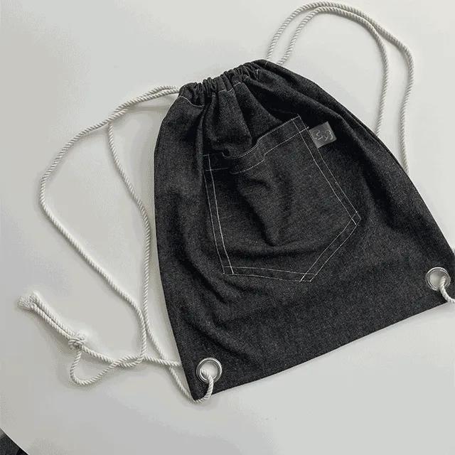 [made] 데님 빅포켓 스트링 백팩 2color