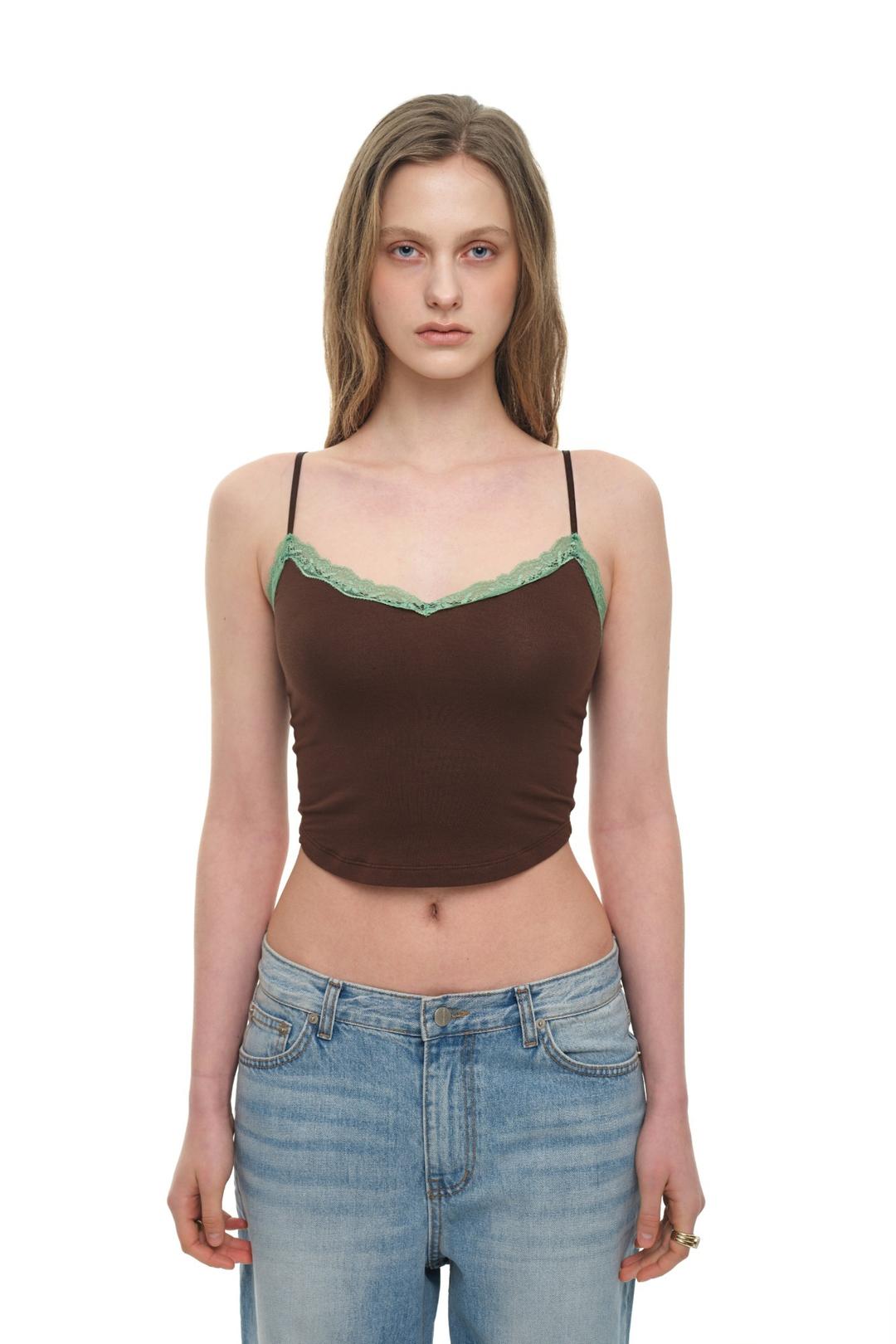 LACE POINT CAMI TOP (BROWN)