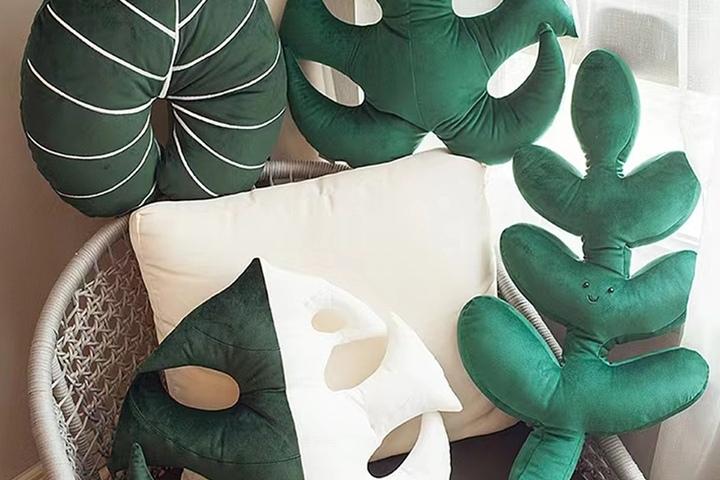 북유럽 나뭇잎 등쿠션 인테리어 쇼파쿠션 몬스테라