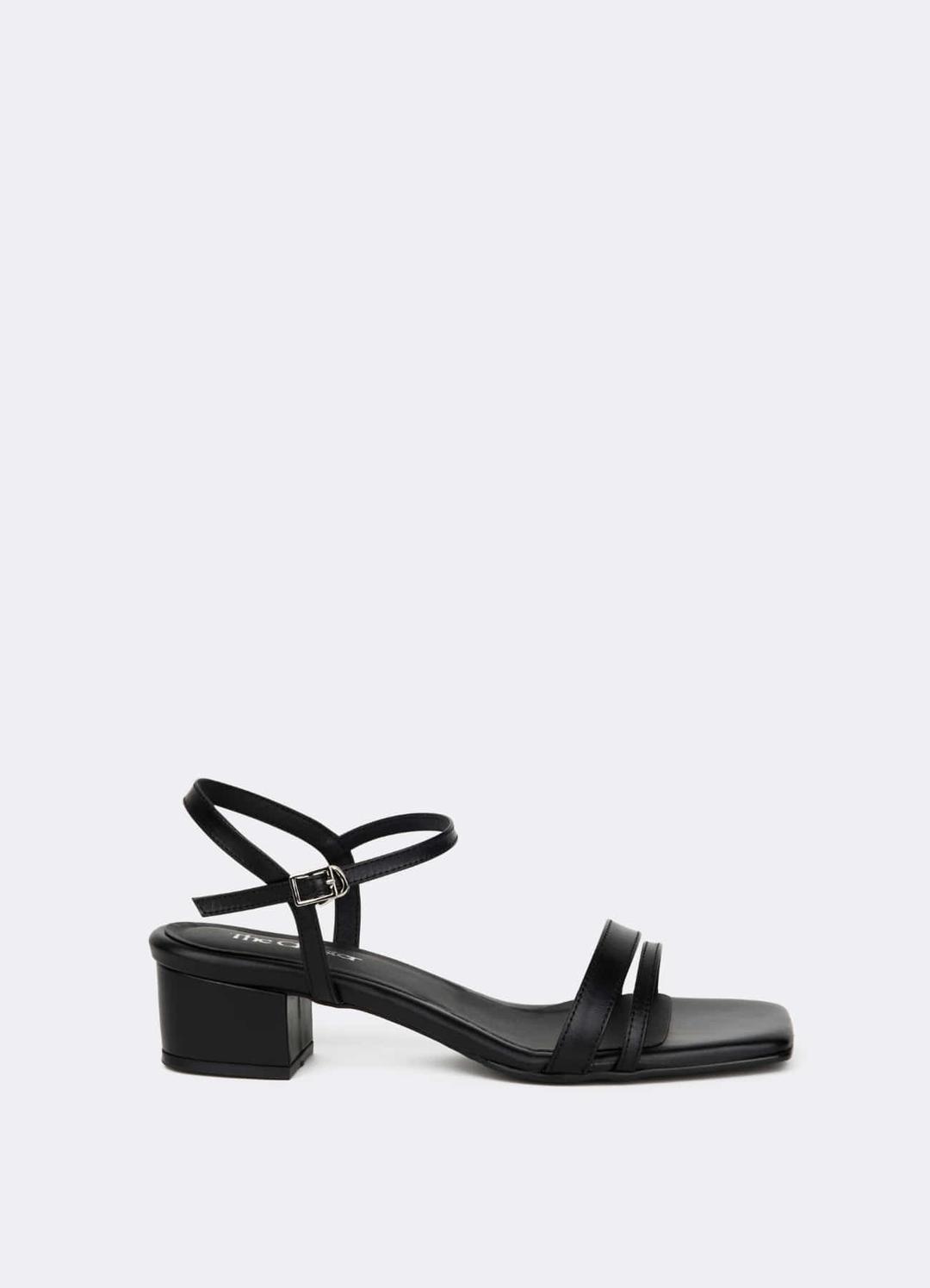 City 2-Strap Heel Sandal (BLACK)
