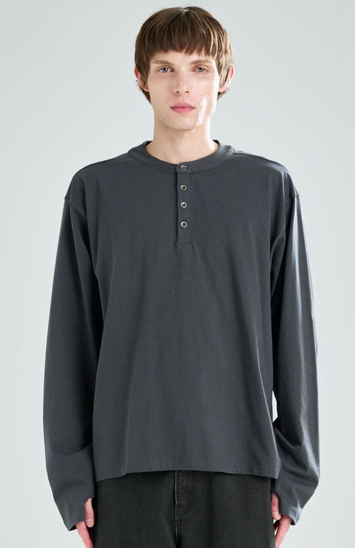 FINGER HOLE HENLEY NECK SLEEVES(CH)