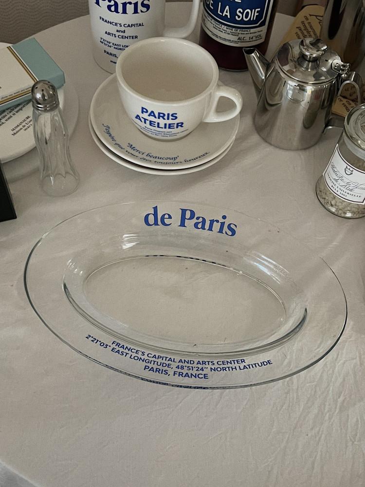 de Paris oval glass plate (26cm) / 유리접시 레터링 홈카페