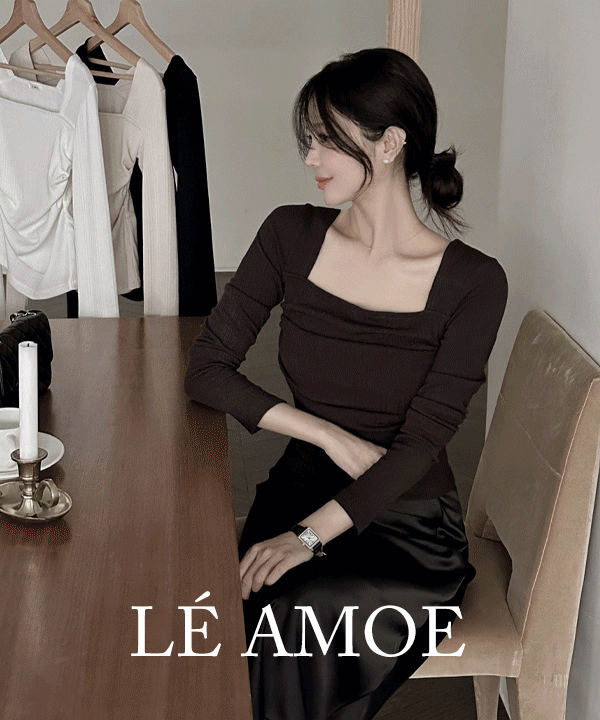 에브리모닝 [하객룩/이너티/긴팔티][MADE] 아린 스퀘어넥 긴팔 티셔츠