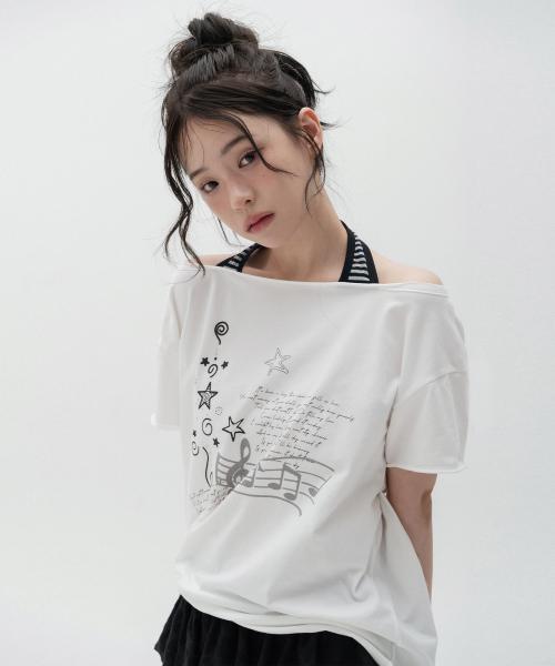 락스타 홀터넥 오프숄더_화이트