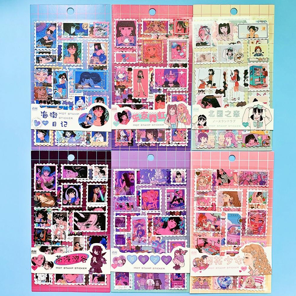 시티팝 스탬프 스티커(2매) 일본 레트로 스꾸 다꾸 폰꾸