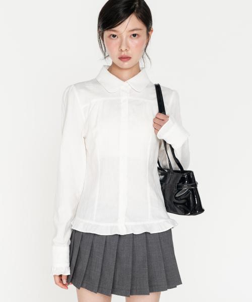 프릴 라운드카라 셔츠