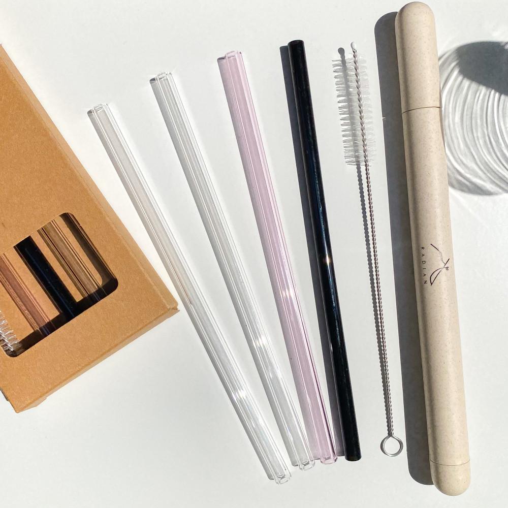 유리 빨대 세트 친환경 다회용 내열 강화 케이스 제로웨이스트