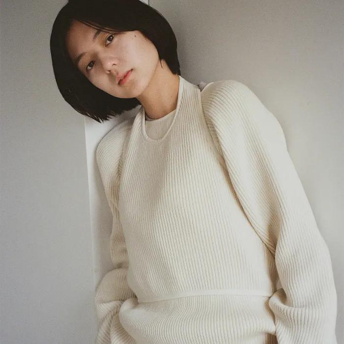 WOOL LAYERED TOP DOVE