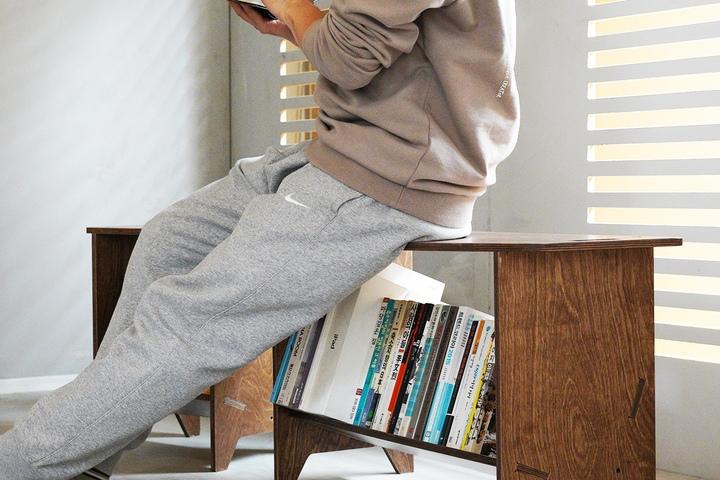 2인용 스텀점퍼 책꽂이 달린 책장 스툴 의자 협탁 4가지 색상 2종 택1