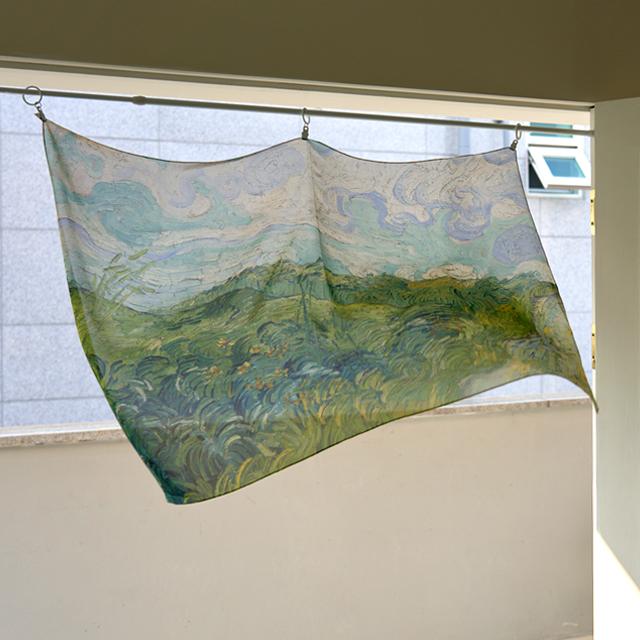 고흐 Green Wheat Fields 쉬폰 패브릭포스터/명화창문가리개커튼(3size)_M