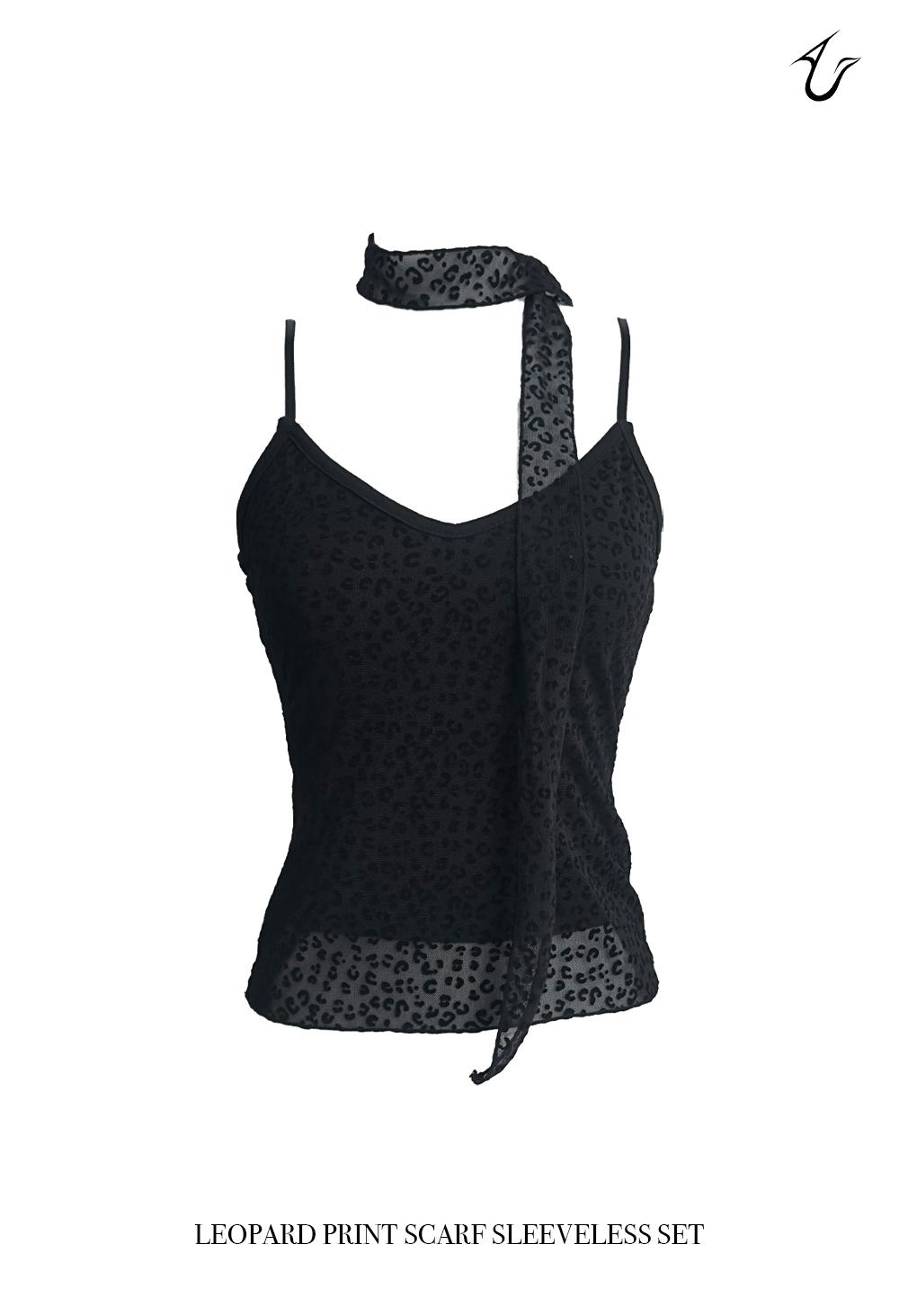 어반유니크 [set] leopard print scarf sleeveless set