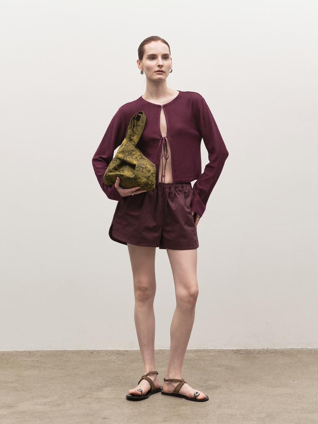 Solid banding shorts (버건디)