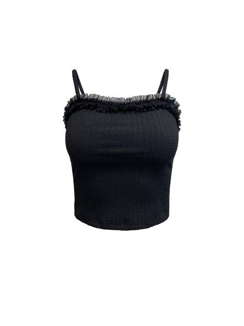 베이직 레이스 탑 블랙