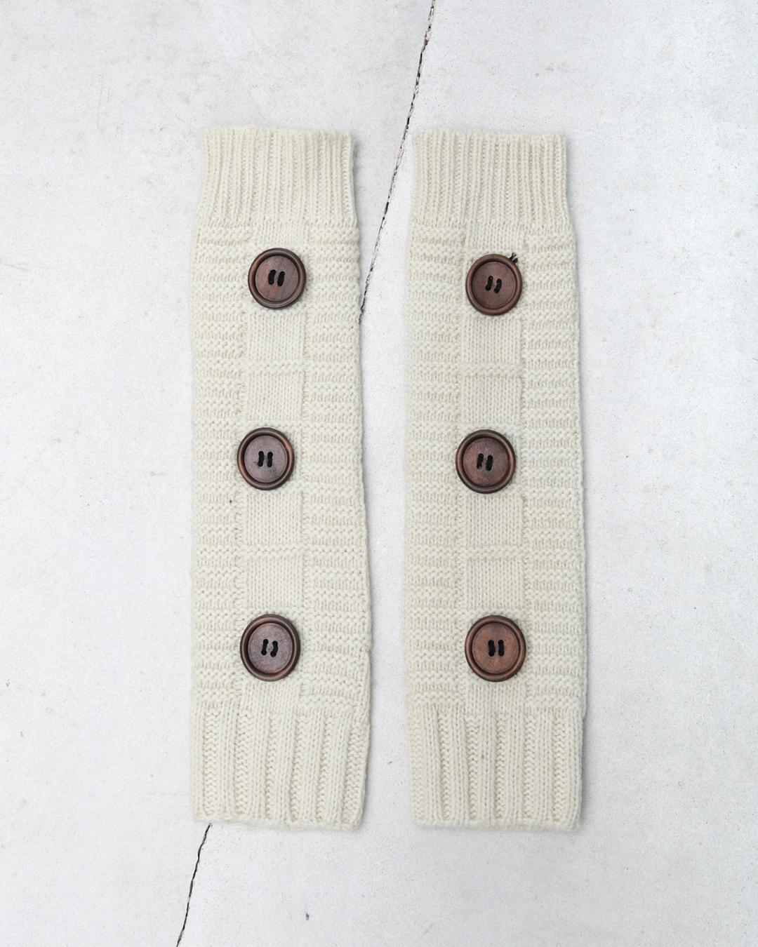 CREAM BUTTON ARM WARMERS - Anemonia