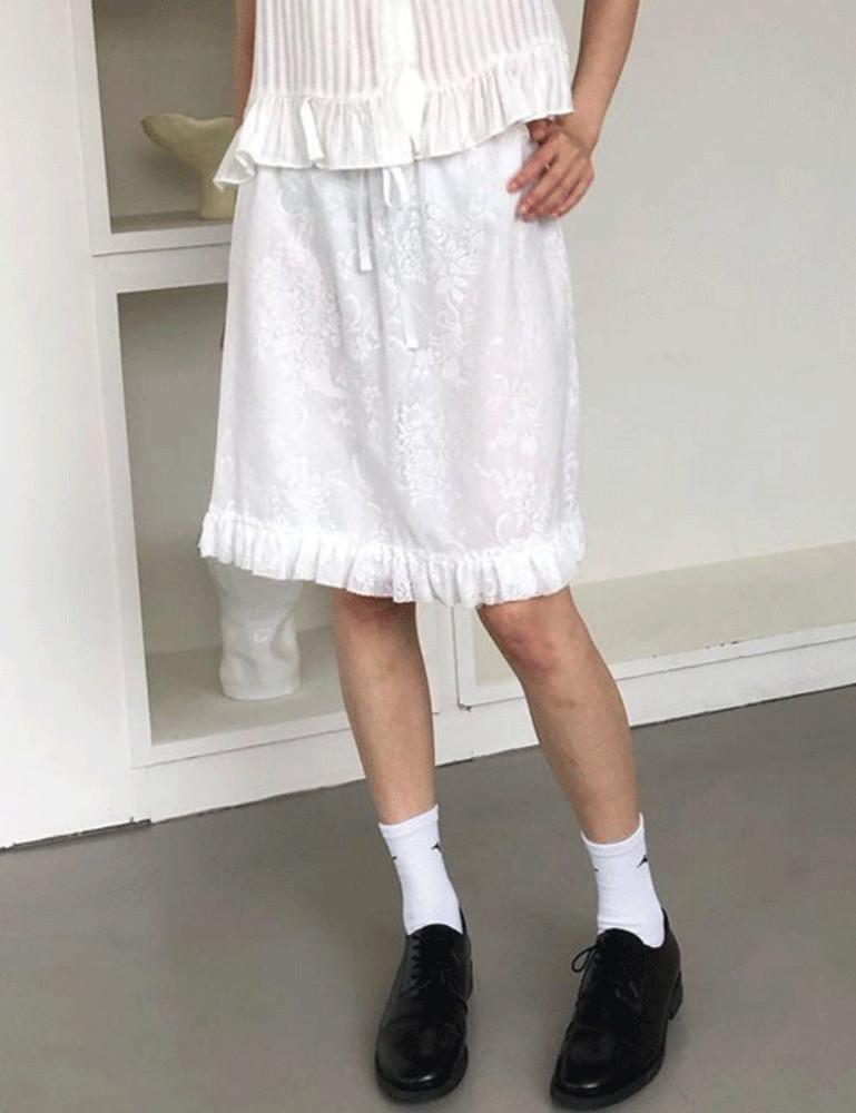 크로쉐sk 프릴 레이어드 레이스스커트 (2colors)