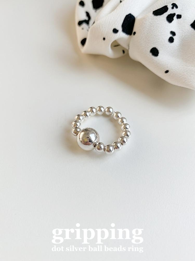 실버925 도트 은볼 포인트 실버볼 밴딩 볼드 반지 - 그리핑 고무줄 우레탄 비즈반지