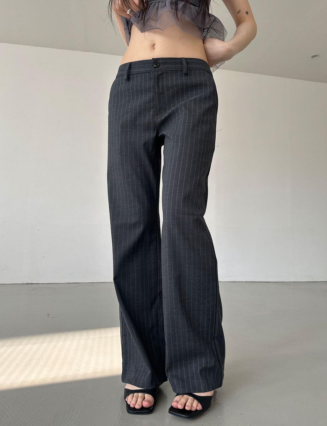 low-rise stripe pants (2color)
