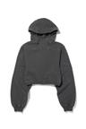 SIDE BUTTON UP CROP HOODIE_WASHED CHARCOAL