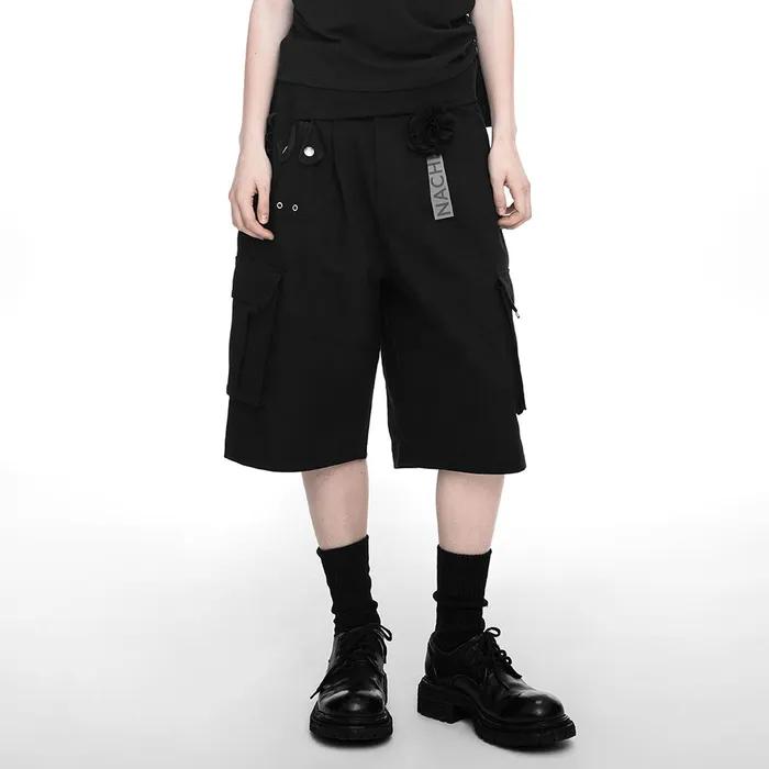 WIDE CARGO HALF PANTS (UNISEX) BLACK