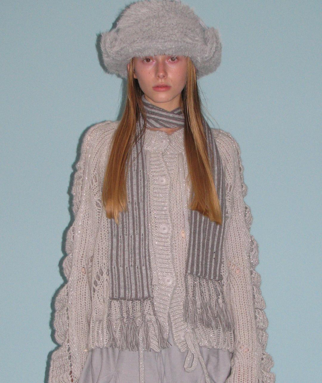 Glittered Knit Cardigan [Gray]