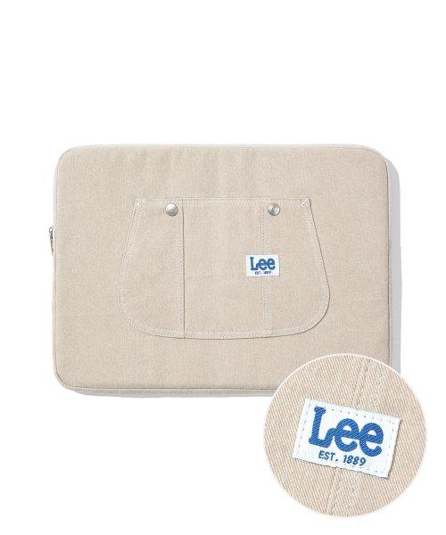 빈티지 로고 랩탑 파우치 인디고 베이지