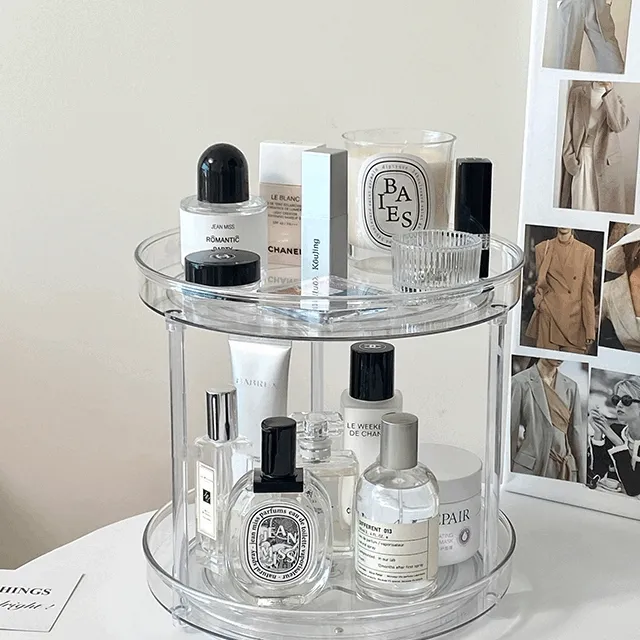 (초특가)감성 회전 아크릴 정리함 보관함 인테리어 홈데코 수납 멀티 다용도 리빙 화장대 단일 2단 3단
