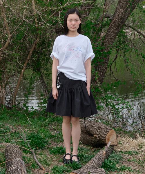 [X MINJUKIM] OVERFIT  KITTY T-SHIRT - 2 colors