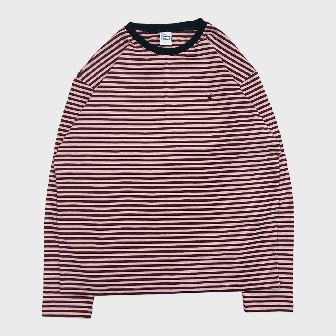 TCM mini logo stripe long sleeve (pink/red)