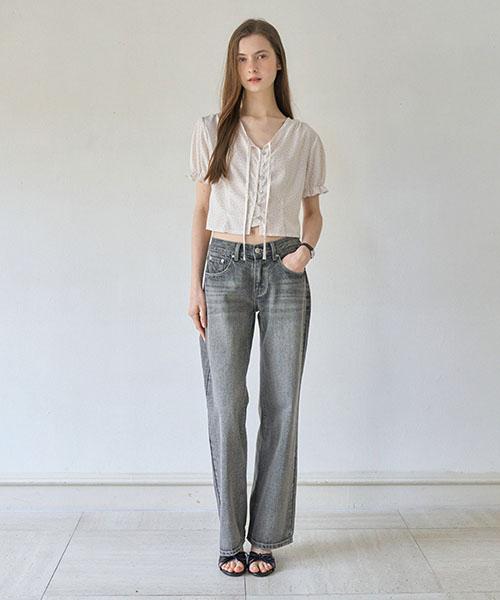 SIGNY LOW RISE WIDE PANTS_GRAY