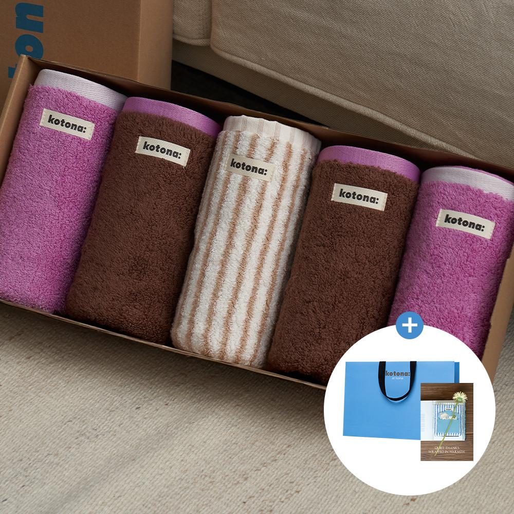 [선물포장/기프트백증정] 코토나 홈바디 페이보릿 세트 5P 호텔 수건 고중량 40수 200g 감성선물 답례품 신혼 이사 자취