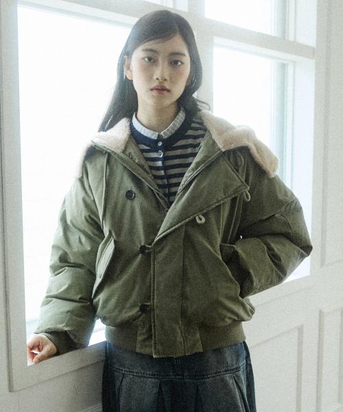 HOOD SHORT PADDING JUMPER [KHAKI]