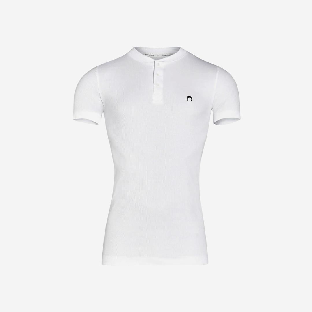 Marine Serre Organic Cotton Button Up Henley White