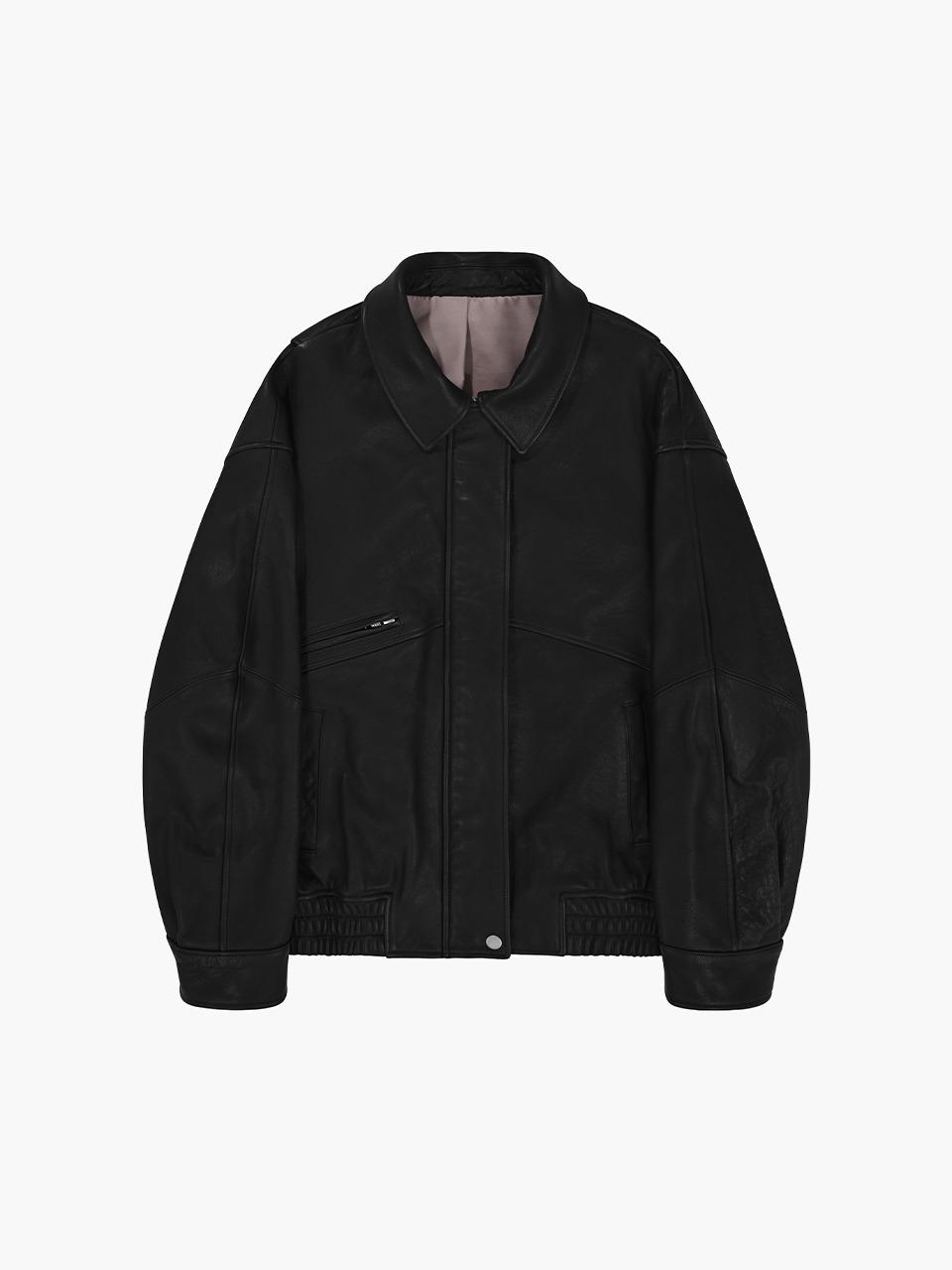 OVERSIZED LEATHER BLOUSON_black