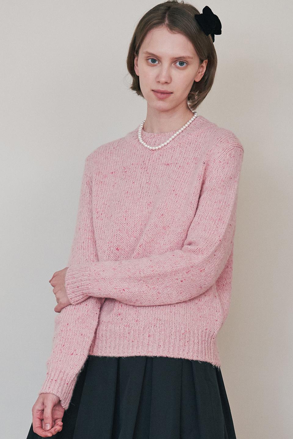 Nep Round Neck Knit - Pink