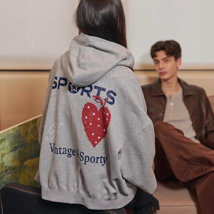 Star Sporty Hood Zip Up-Grey