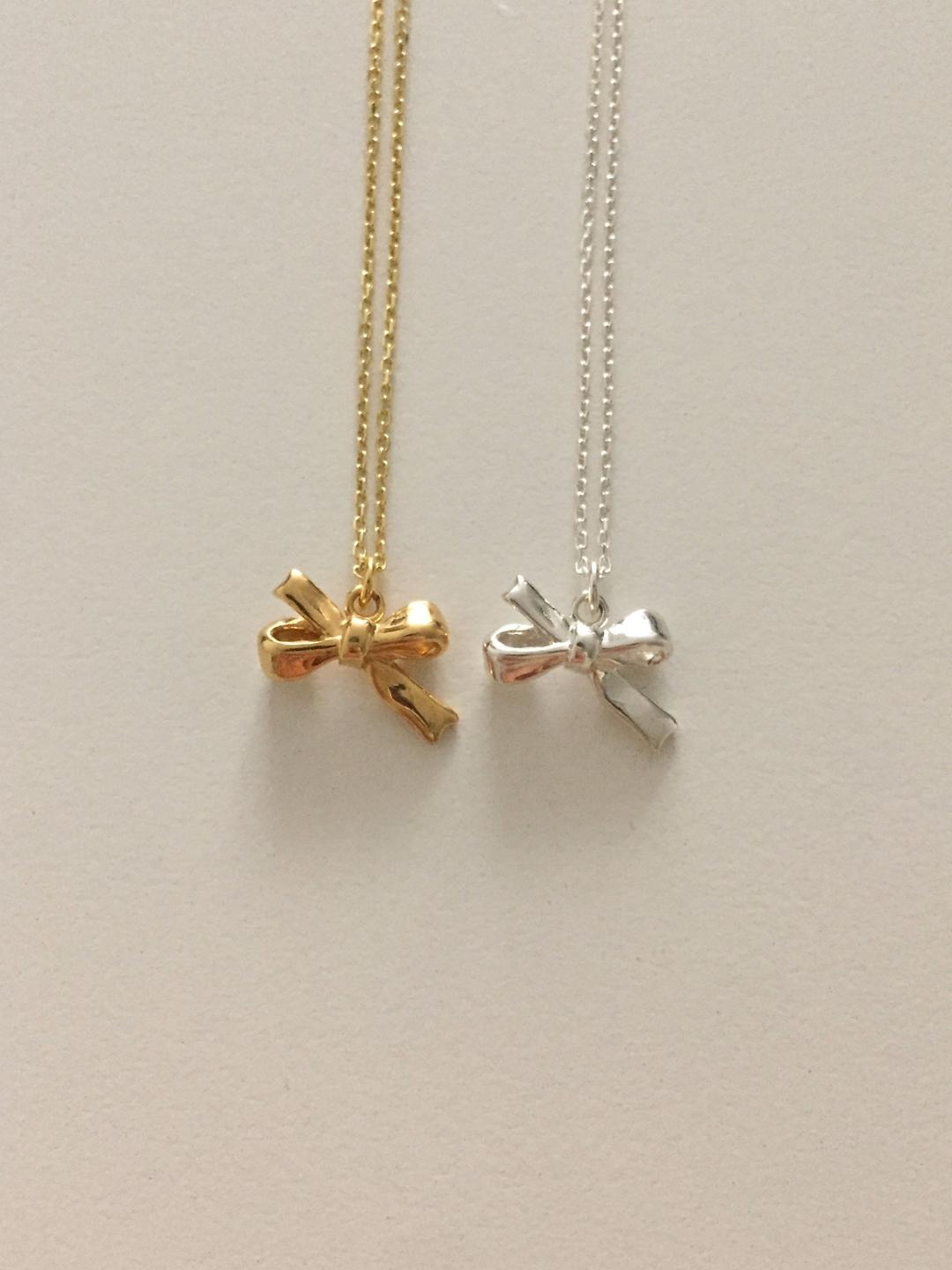 [925 silver] 밤비 리본 목걸이 (2 color)