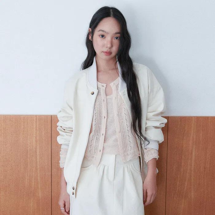 COTTON STITCH BLOUSON JUMPER [ CREAM ]