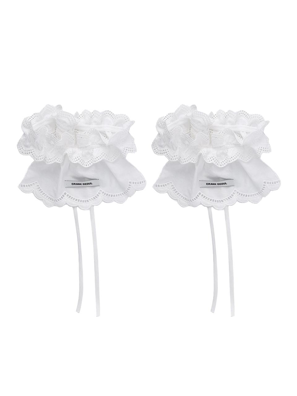 COTTON FRILL SHOE COVER_WHITE